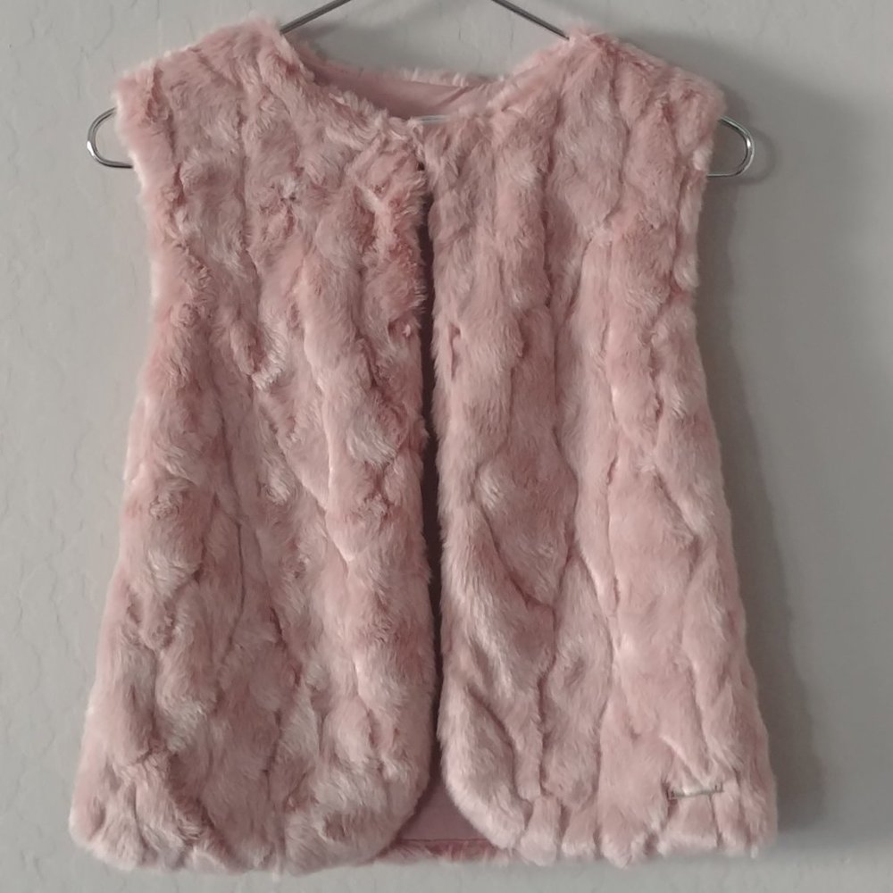 Girls Mayoral Faux Fur Vest Size 9, Dusty Rose